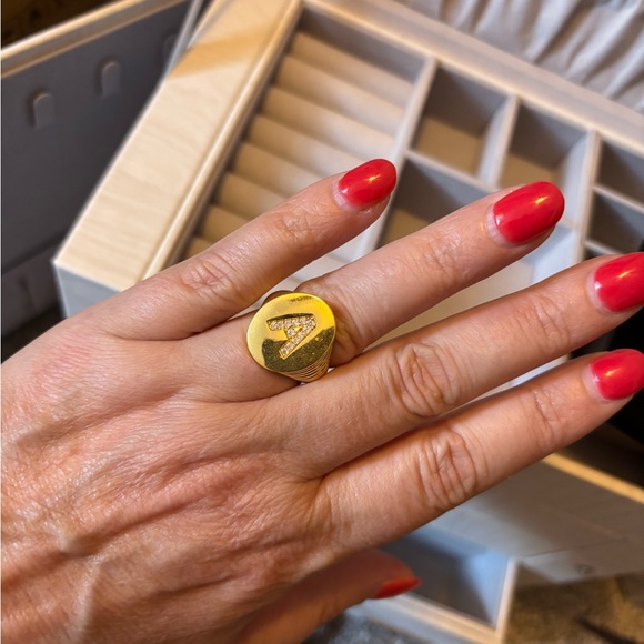 Gold Initial Ring - Picture 2 of 2